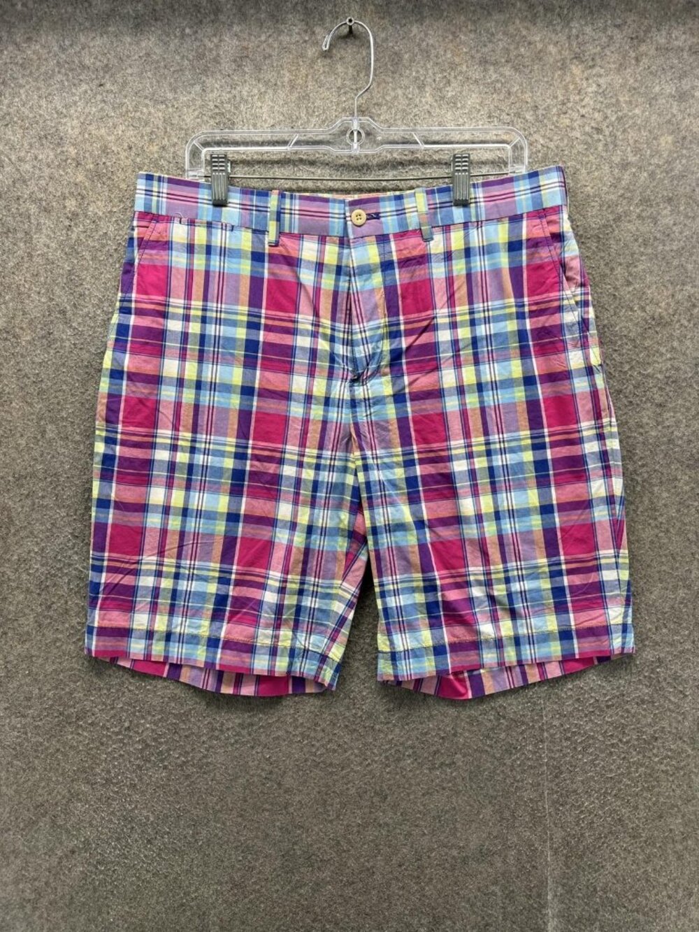 Polo Ralph Lauren Shorts Mens 34 Plaid Chino Flat Front Golf Links Madras Summer